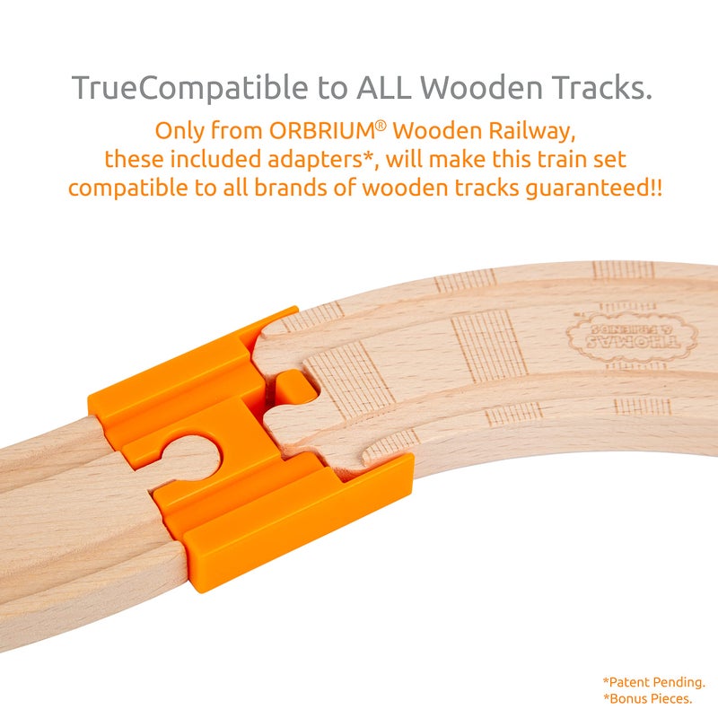 ORBRIUM Wooden Train Set 100 pcs Triple Loop Magnetic Trains with Wooden Tracks Compatible with Thomas The Tank Engine Brio Melissa Gift for Toddler Kids Boys Girls Age 3+ STEM Montessori Toys City - Image 3